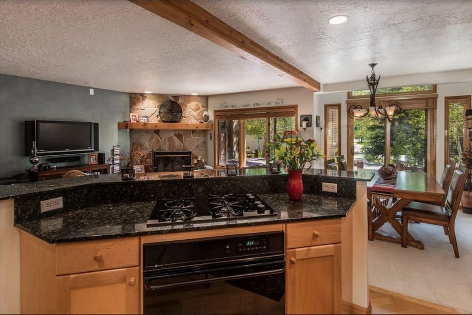 Open concept, dining, kitchen, and living room