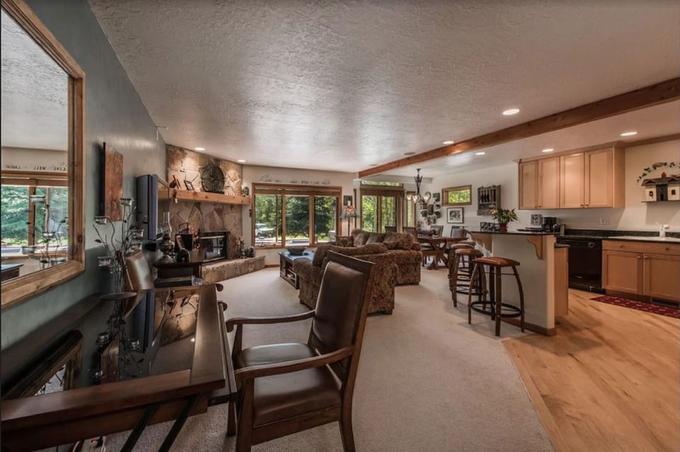 Open concept, dining, kitchen, and living room