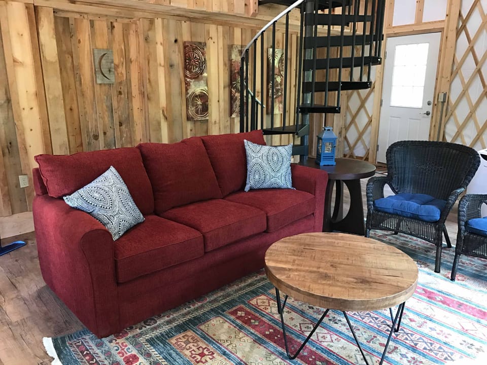 Sleeper sofa, living room space