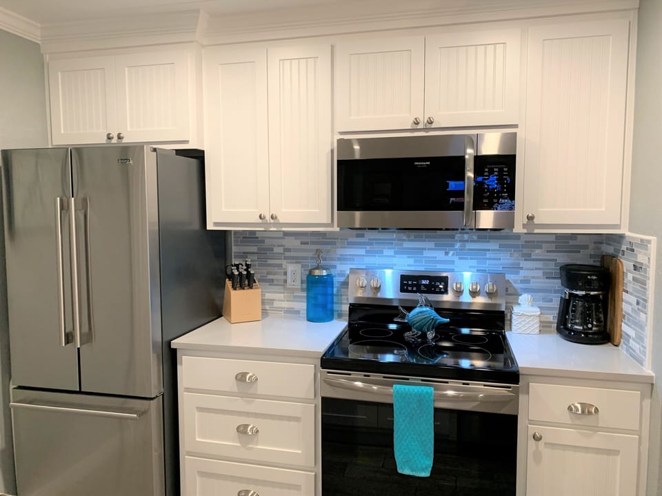 Kitchen with new stainless steel appliances