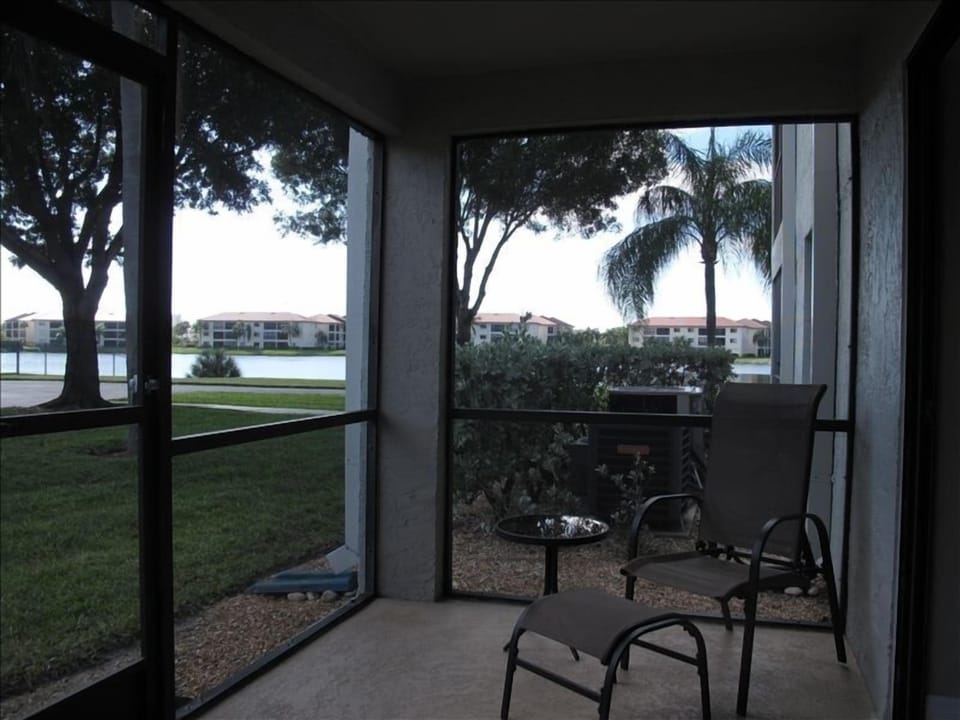 Lanai with lake view
