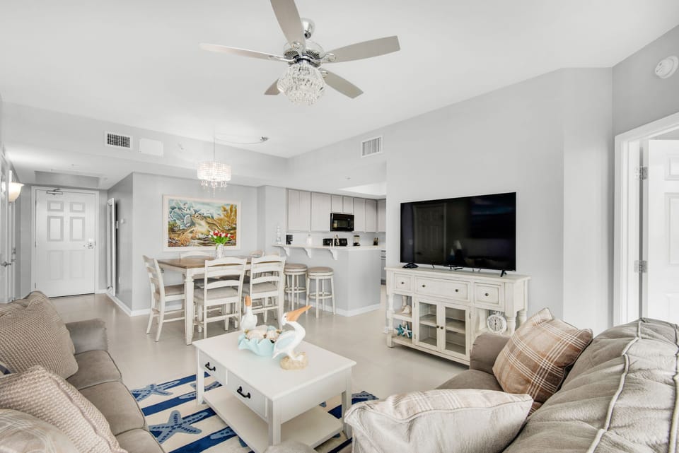 Living room with large flat screen TV