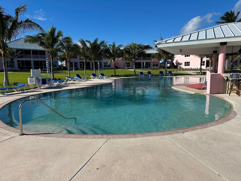 New pool furniture and umbrellas