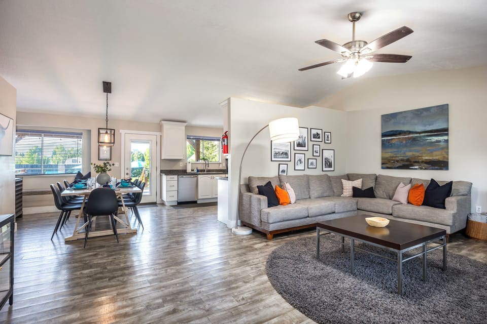 #2- Living room is located off the dining and kitchen area 