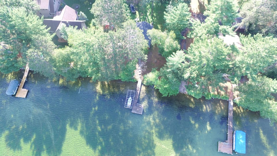 Drone aerial view of shoreline