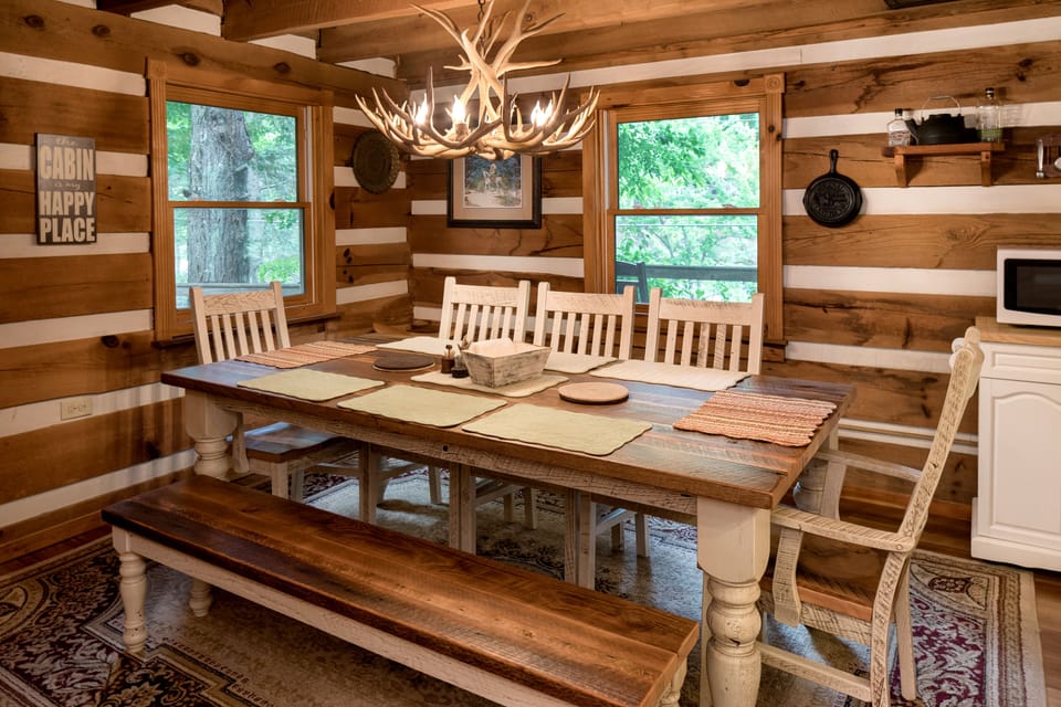 Dining Room with Amish farm house reclaimed wood table