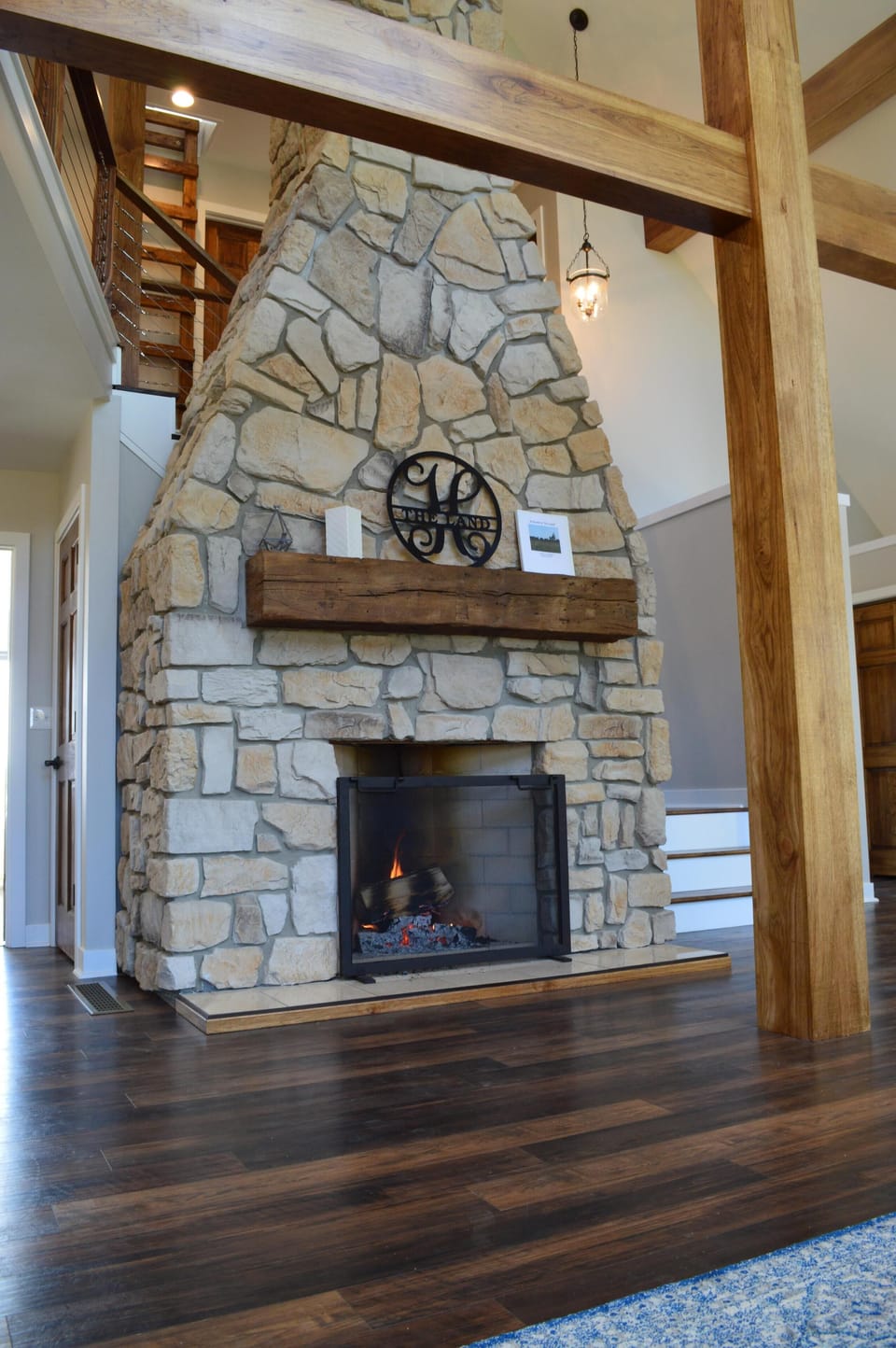 Wood burning fireplace.  