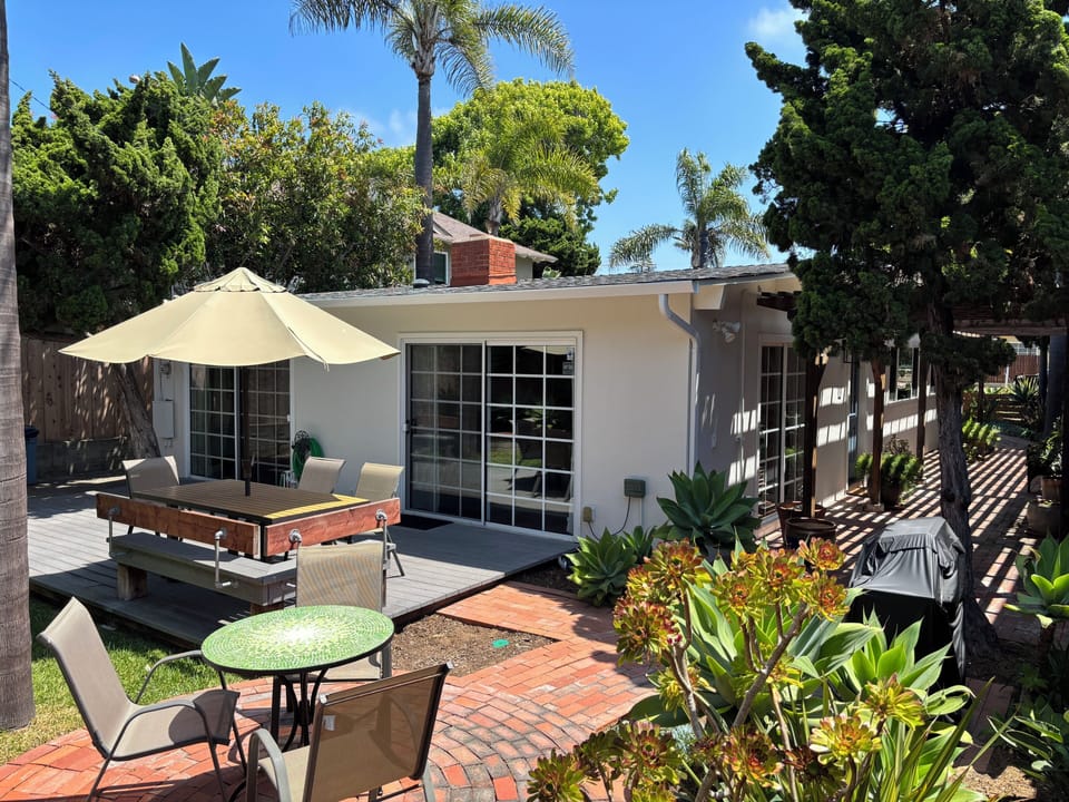 Elevated patio with seating for the whole family. 