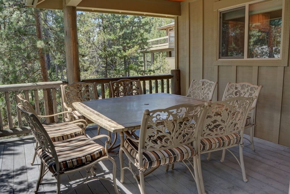 Covered deck table seats 8!