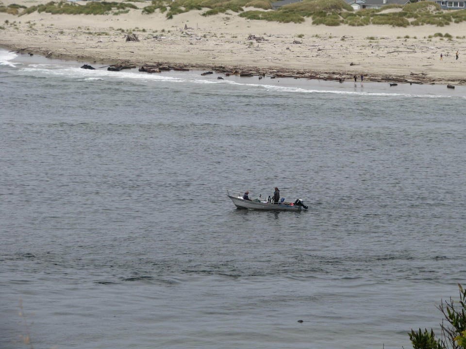 Crabbing at high tide.