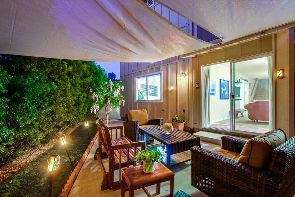 The back patio area is separate from outdoor living area.
