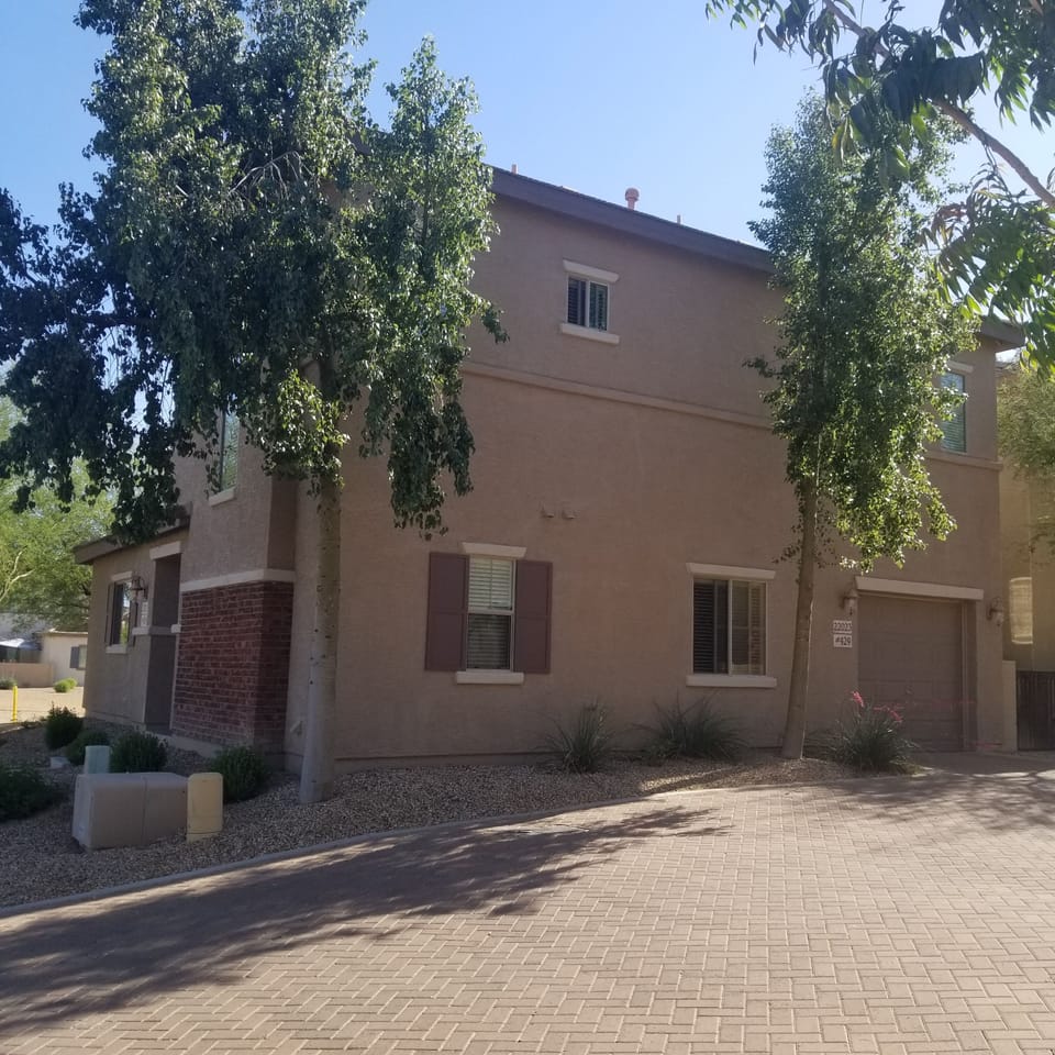 Side view with garage