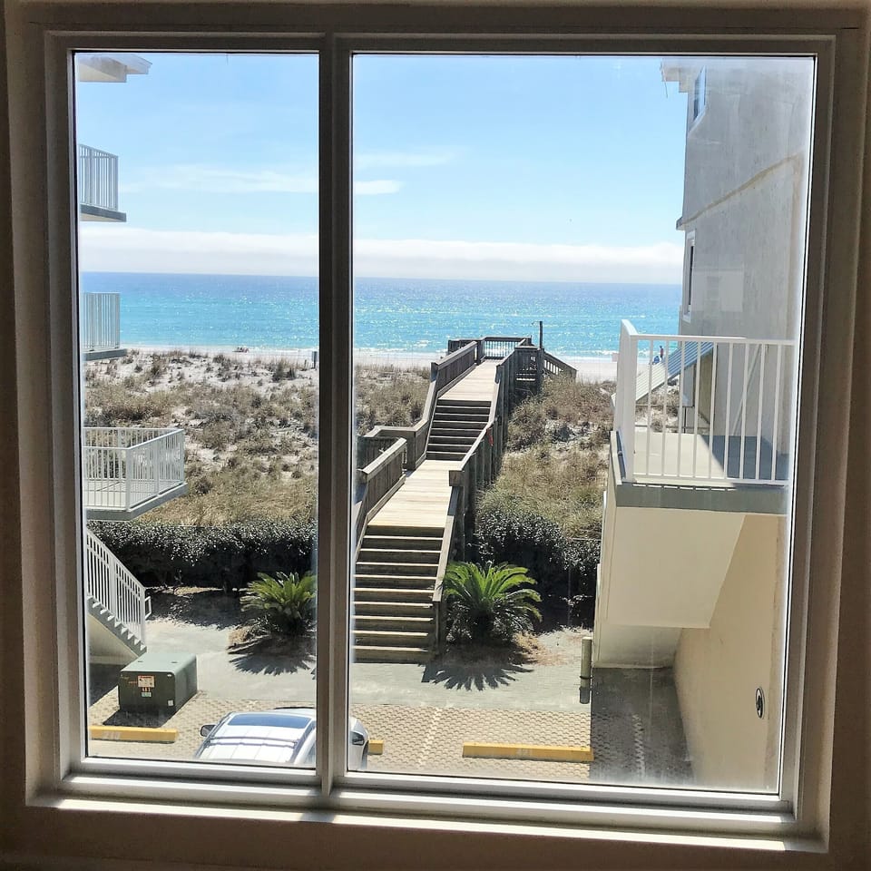 View of Beach walkover from Livingrm window