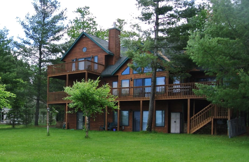 View of cabin from lakeside