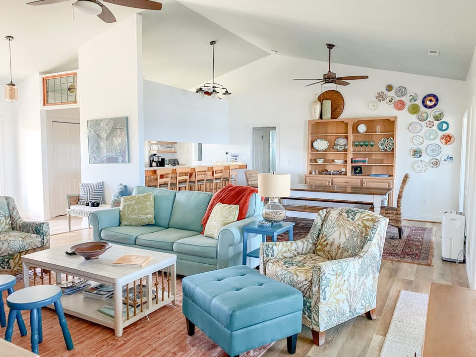 Great room and dining area.