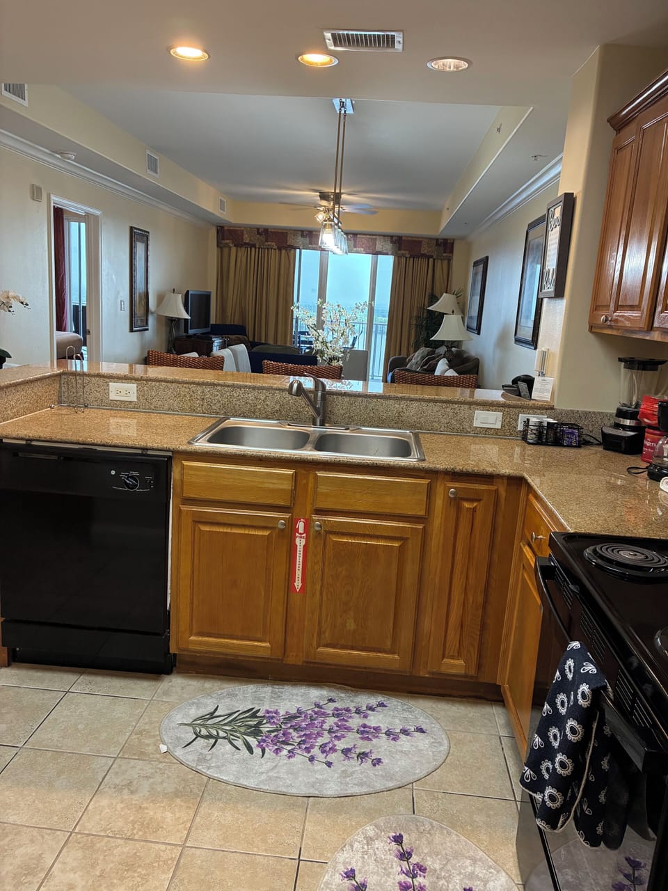 Full kitchen with dishwasher, stove, microwave & refridgerator
