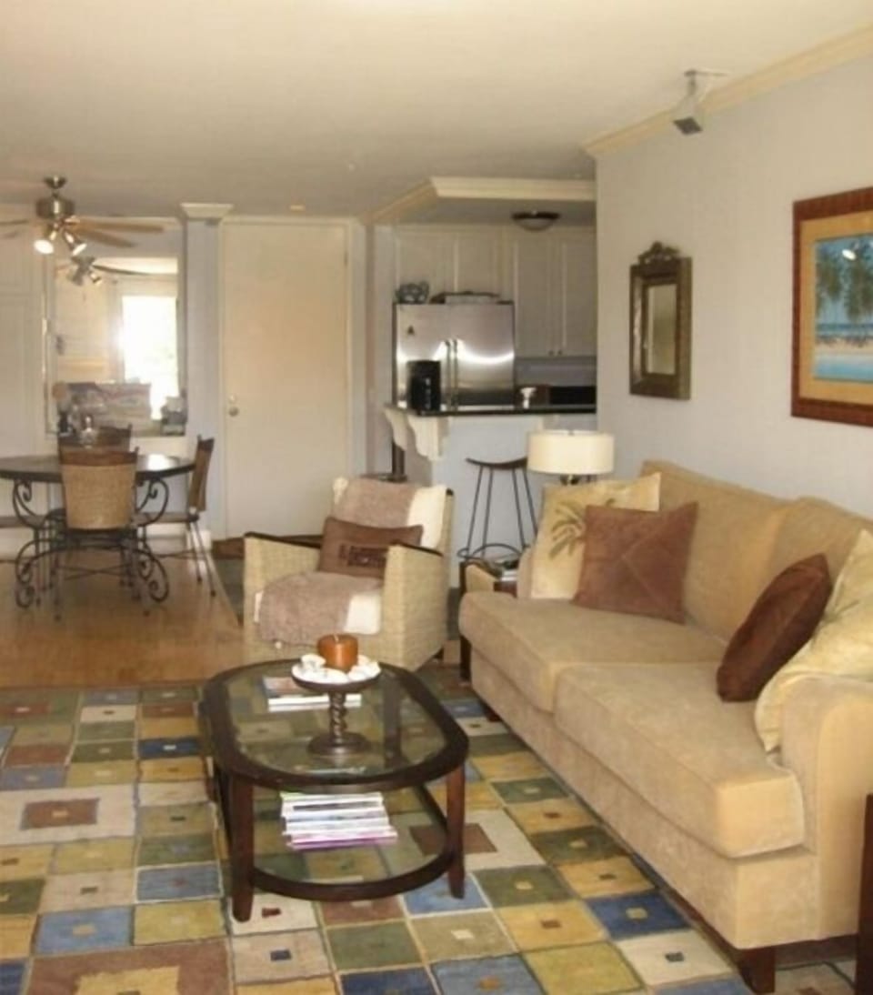 Comfortable Living Space. Flat screen T.V. with surround sound system.