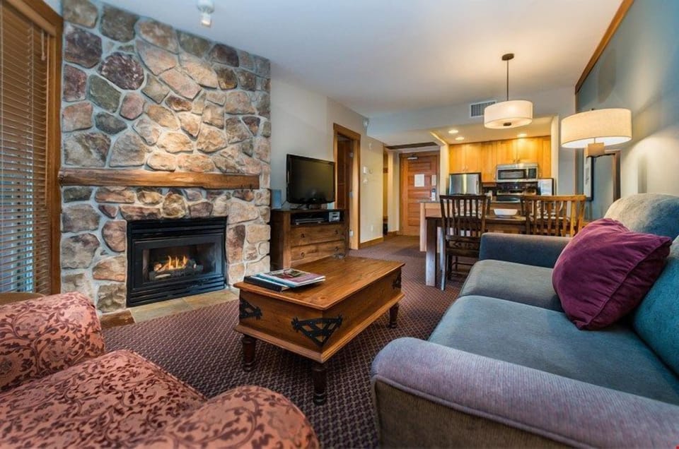 Kick up your feet and relax in the spacious living area after a day on the slopes.