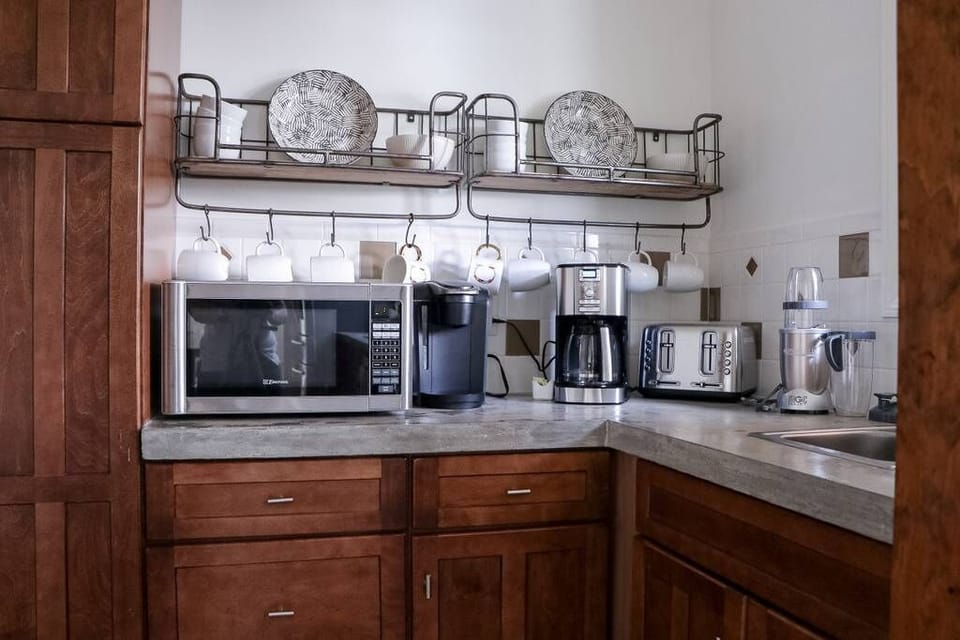 Pantry w/ microwave, toaster, blender, Keurig single cup + 12 cup coffee maker