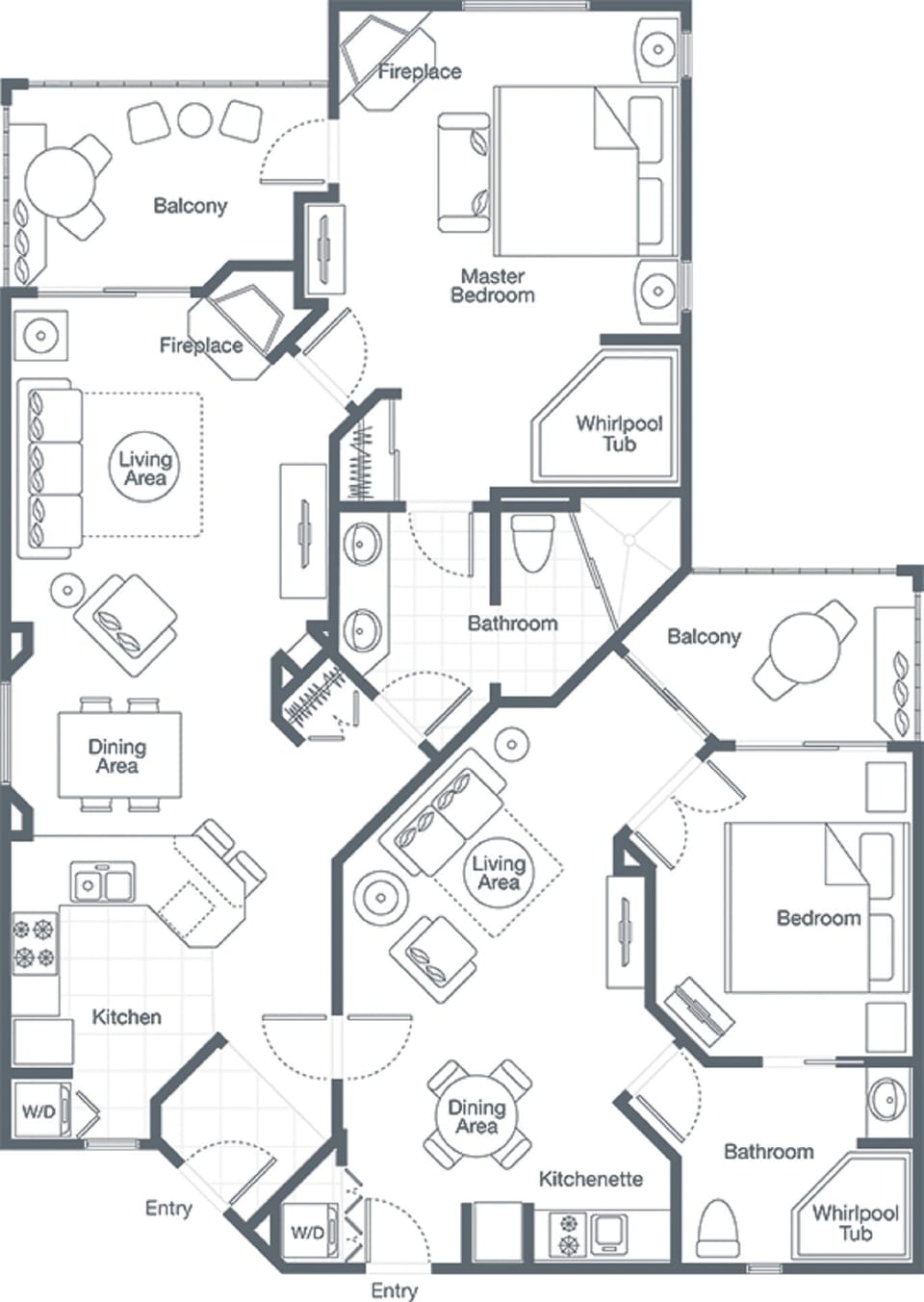Floor Plan Example of Two Bedroom Lock-off