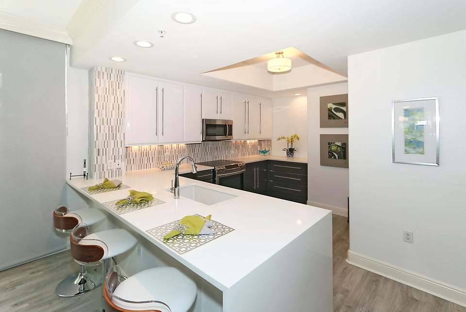 Brand new Kitchen with white quartz and high end appliances