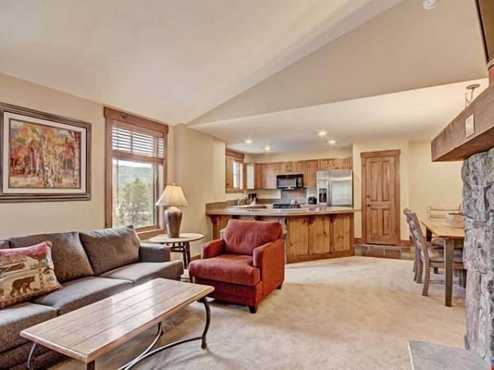 Warm up by the fireplace or entertain at the dining table.