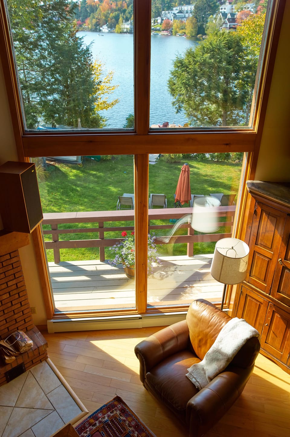 View of lake from spiral staircase