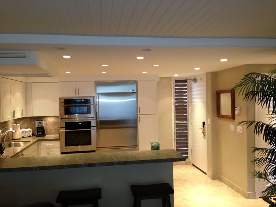 Kitchen  and breakfast bar looking in from the living room