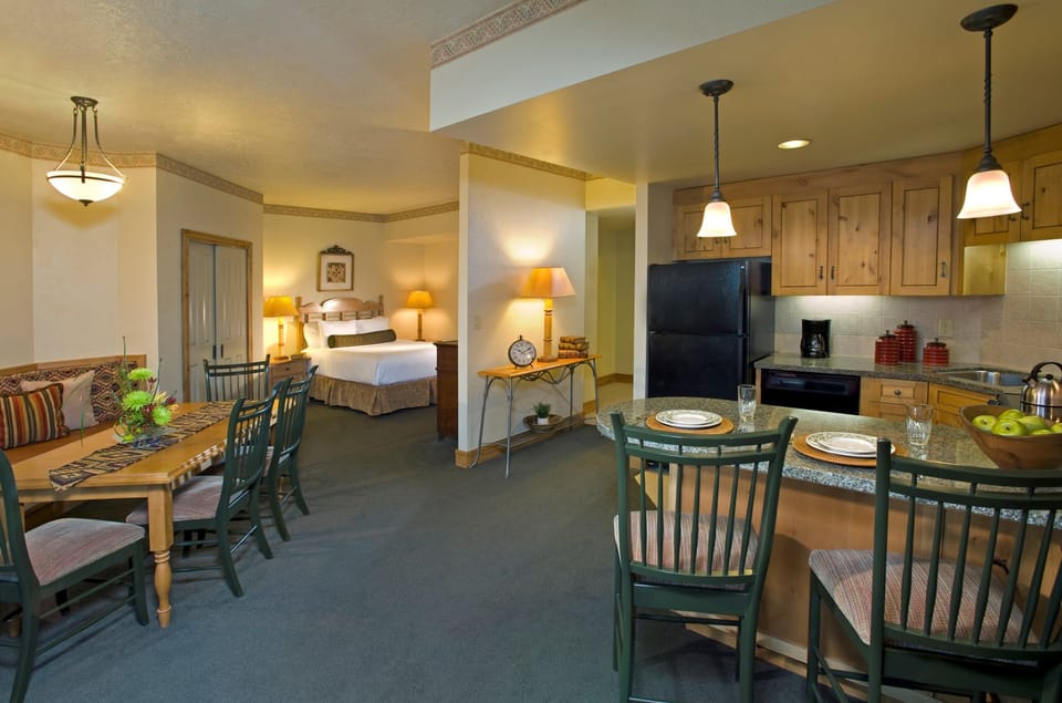 The Studio Deluxe Condo features a fully-equipped kitchen