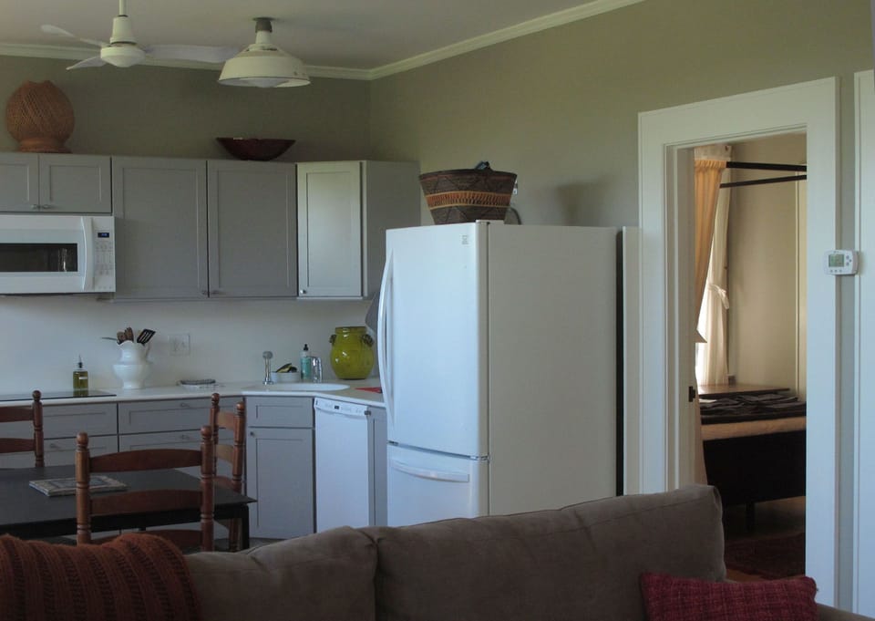 View into bedroom from living room.
