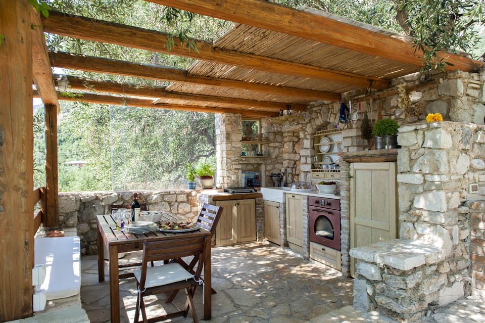 Outdoor kitchen next to the barbecue