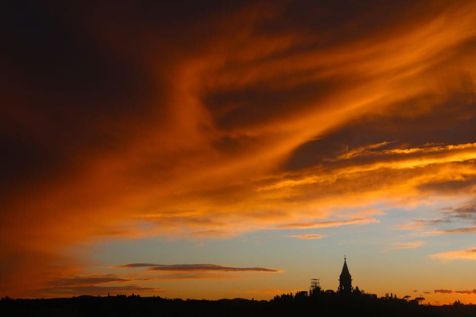 Breathtaking sunset as seen from the upper terraces.
