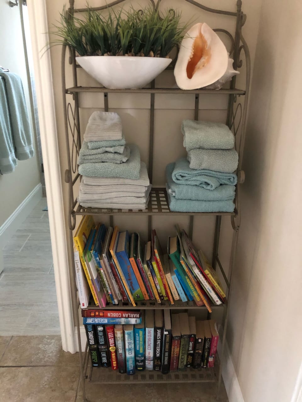 Plenty of children’s books, novels, and extra towels 