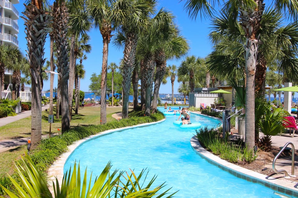 Float on our amazing 700 ft. lazy river on the bayside with lush landscaping!