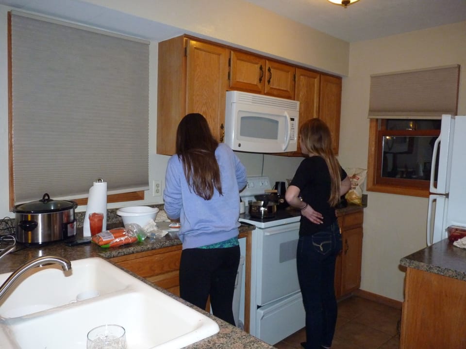 cooking dinner