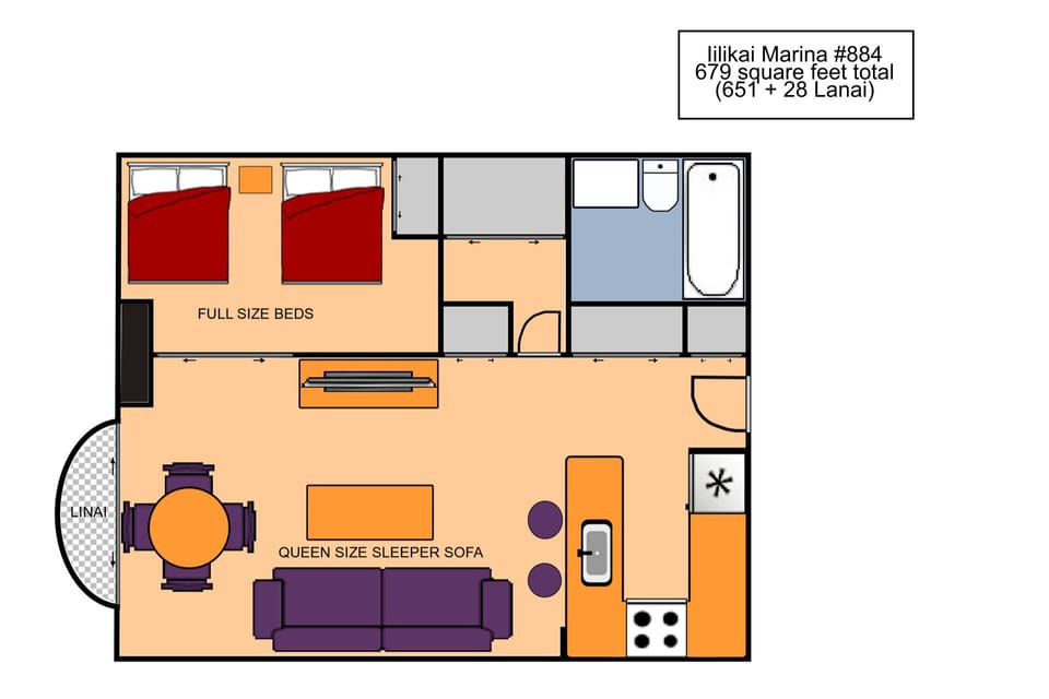 Ilikai Marina #884 Floor Plan