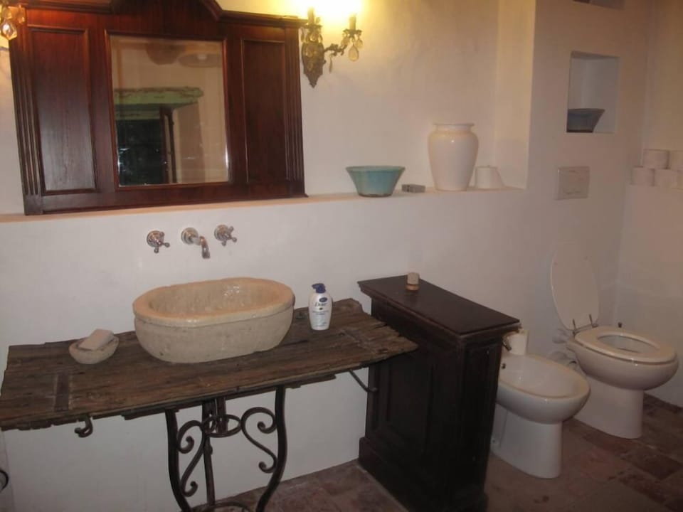 Main Bathroom -  tuffo stone sink, bidet, toilet, washing machine