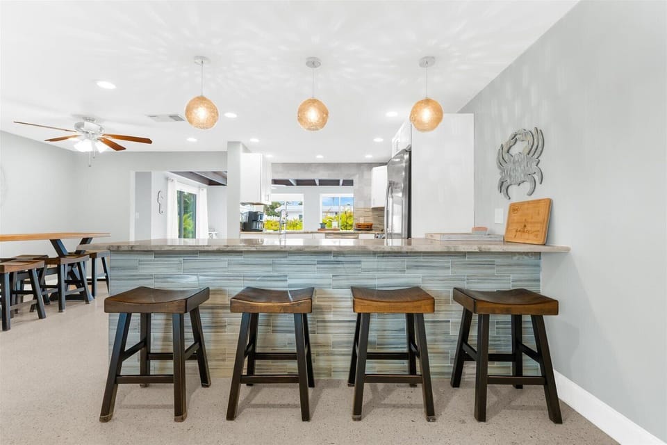 seating at the kitchen counter