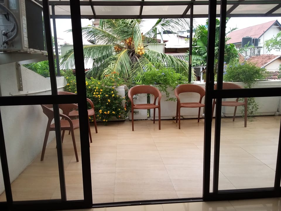 View of the top deck from the top floor living area.