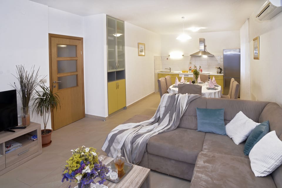 Open space living room and dining area