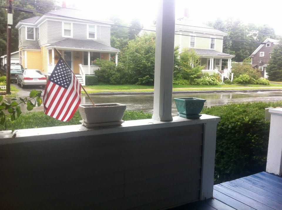 View from the front porch on a rainy day.