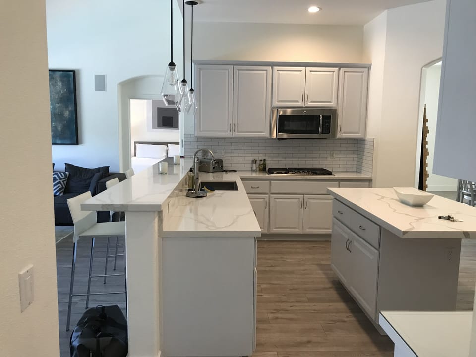 Gas range and new appliances. 