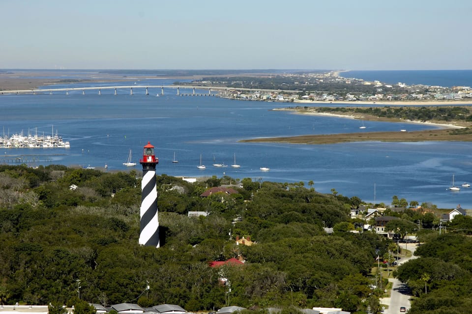 The St. Augustine Lighthouse, view of the Intracoastal, Vilano Bridge, Salt Run