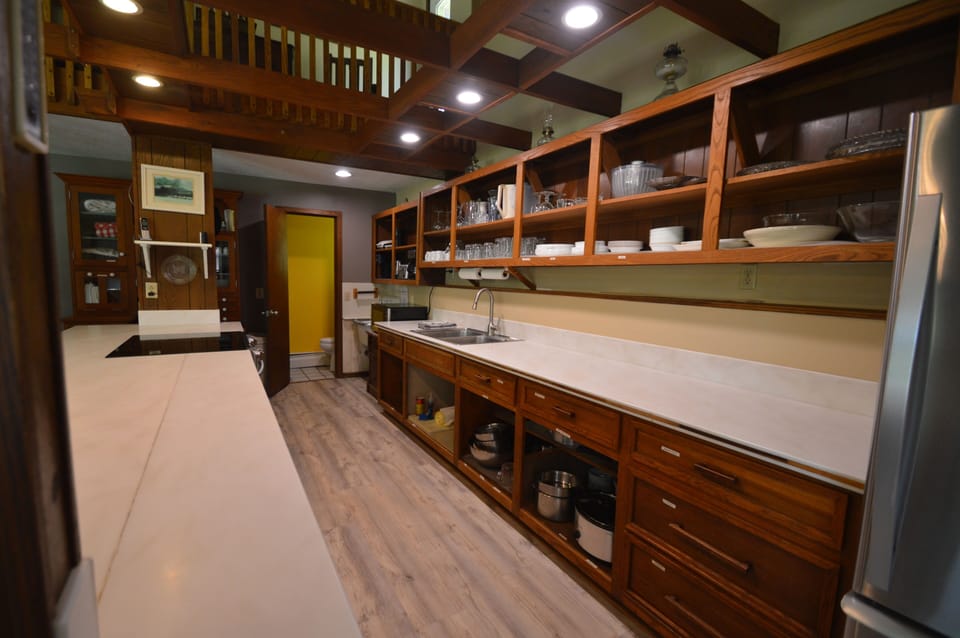 Large kitchen prep area allows plentiful work space.