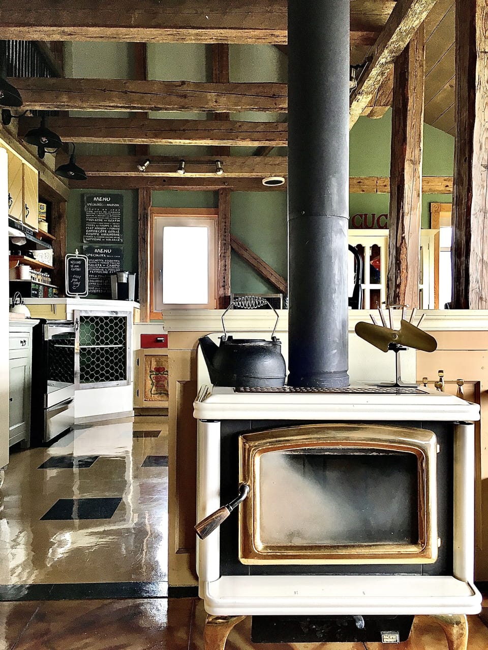 Wood stove.