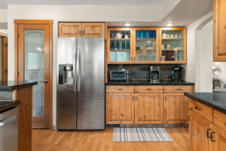 Coffee bar in kitchen.