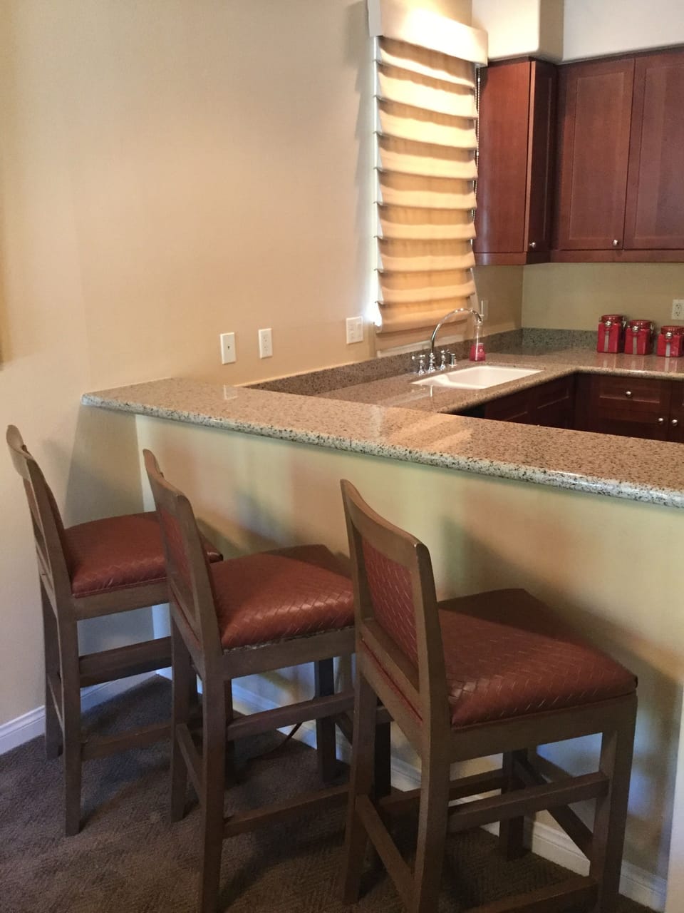 Breakfast Bar - With Custom Woven Leather Stools
