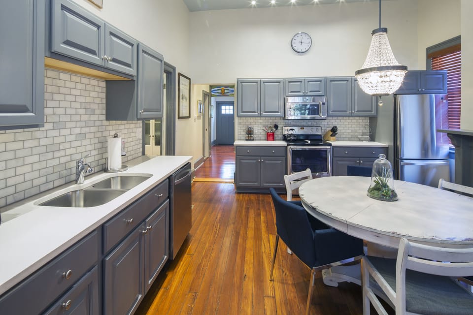 Cook in the big, stocked modern kitchen