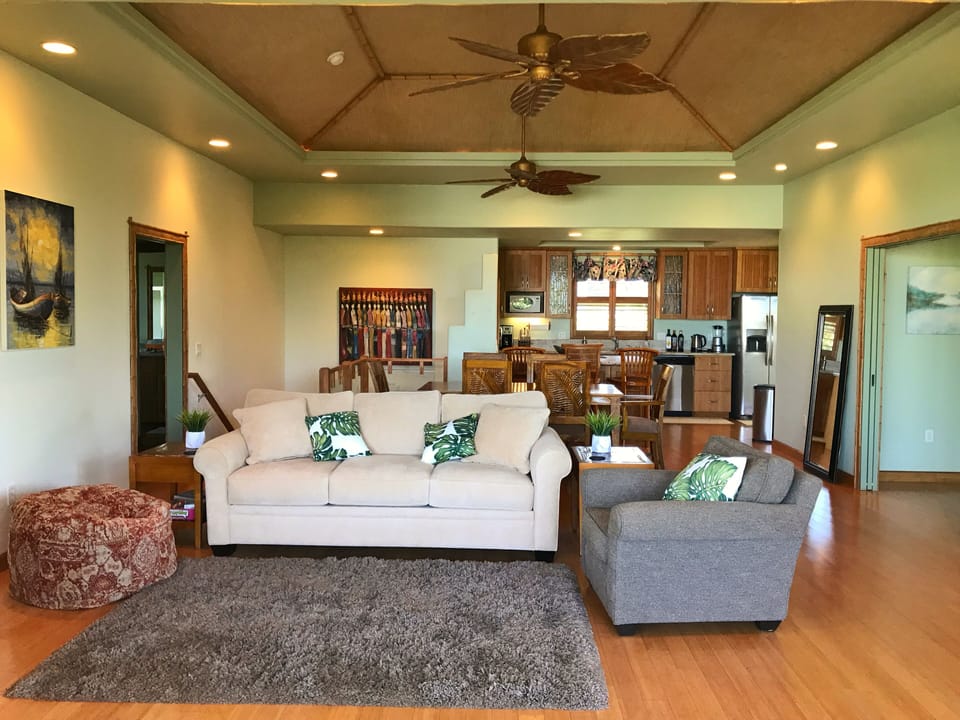 Open floor plan showing living room and kitchen