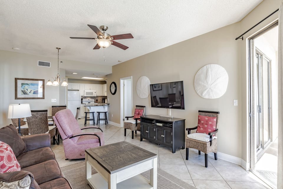 Spacious room for TV and new coffee table, end tables, and area rug 2022.